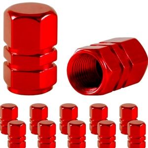 Red Car Tire Valve Stem Caps, 4pcs Air Caps Cover, Universal for Cars and Bikes